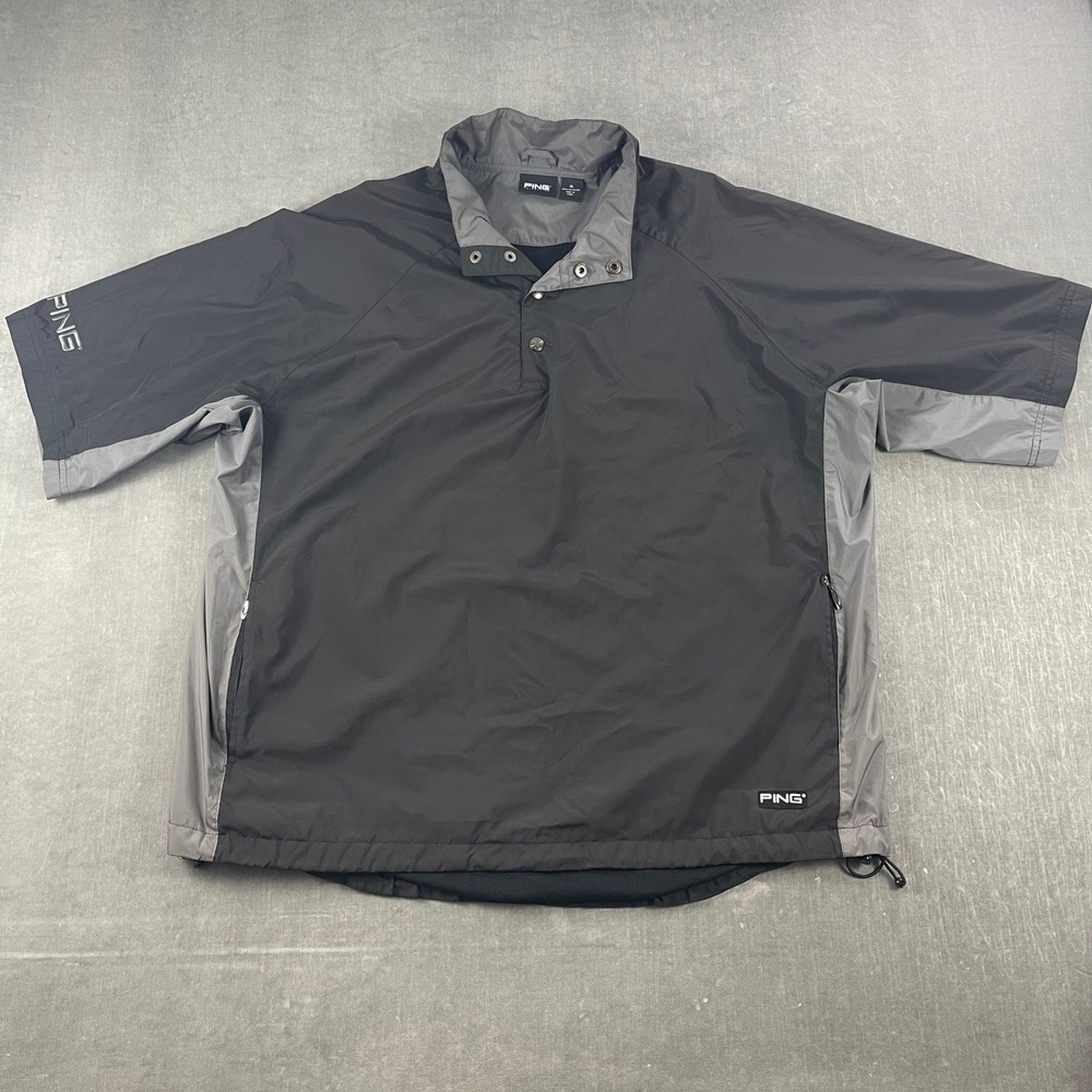 Ping Mens X-Large Black Grey Windshirt Short Sleeve Golf Pullover Jacket